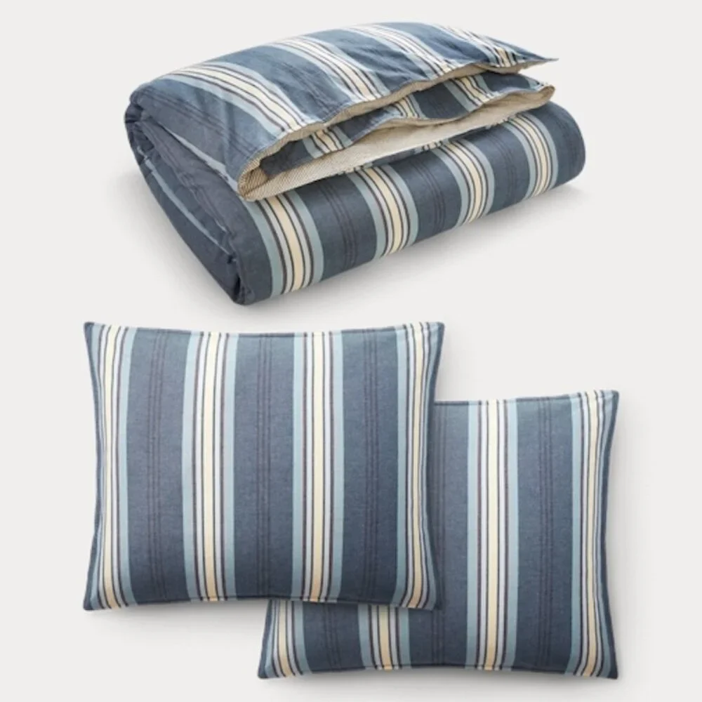 Lauren Ralph Lauren Gavin Stripe Reversible King Duvet Cover 11 Piece Set